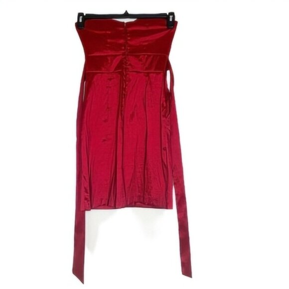 Junior Red Mini Dress Size 3 Sleeveless Formal Pleated Waist Belted Bow Elegant - Picture 2 of 13